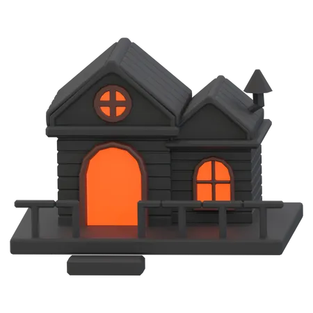 Icone De Halloween De Renderizacao 3 D Casa Assombrada Assustadora 3D Icon