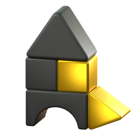 Casa de bloques  3D Icon