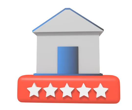 Casa com cinco estrelas revisão  3D Icon