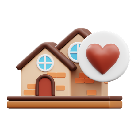 Ícone de casa com coração  3D Icon