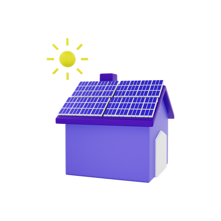 Casa com painéis solares  3D Illustration