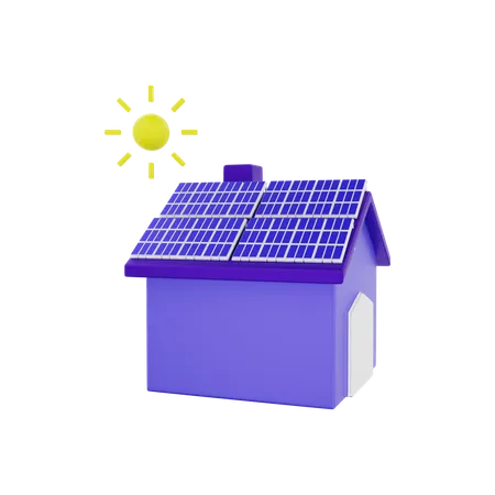 Casa com painéis solares  3D Illustration
