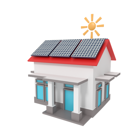 Casa com painel solar  3D Icon