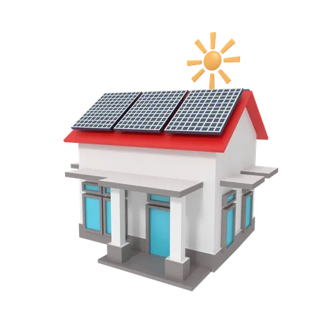 Casa com painel solar  3D Icon