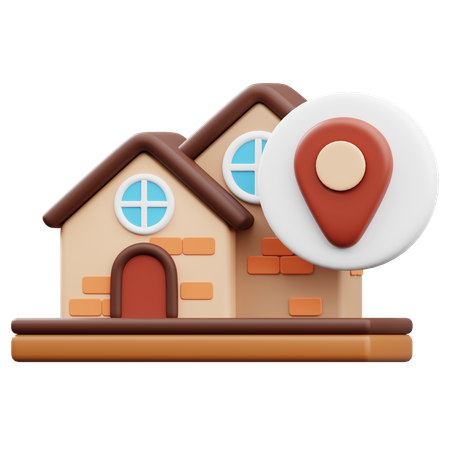 Casa com alfinete de localização  3D Icon