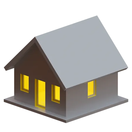 Casa com telhado  3D Illustration