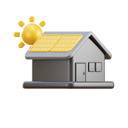 Casa con panel solar  3D Illustration