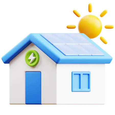 Casa de paneles solares  3D Icon