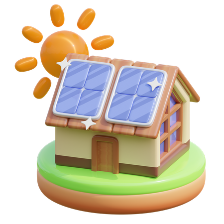 Casa de paneles solares  3D Icon