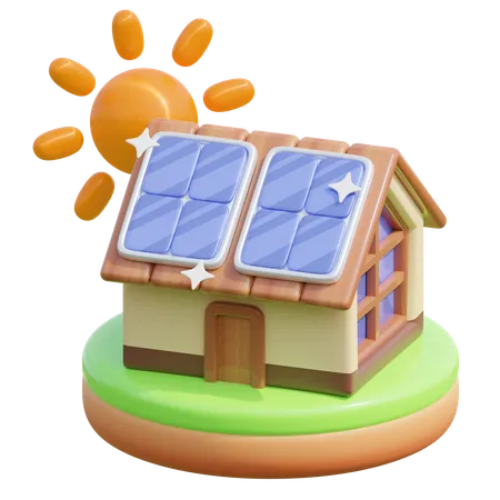 Casa de paneles solares  3D Icon