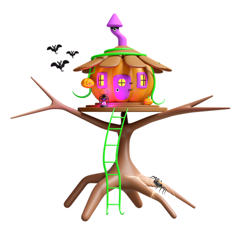 Casa na árvore de abóbora  3D Icon