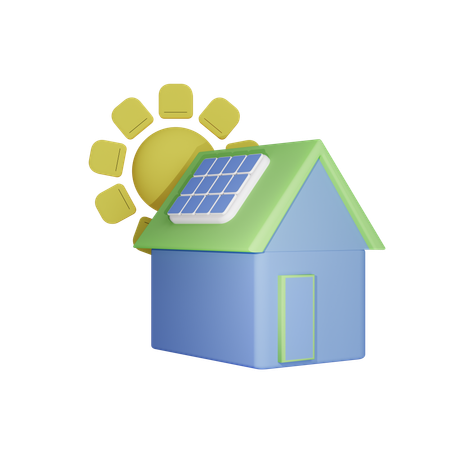 Casa de energia solar  3D Icon