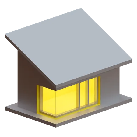 Casa de meio telhado  3D Illustration