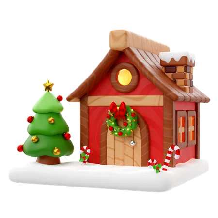 Casa de navidad  3D Icon