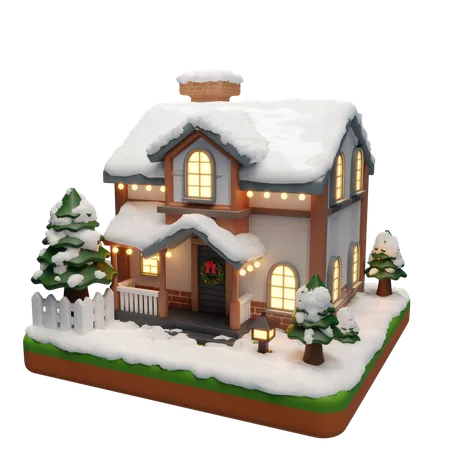 Casa de navidad  3D Icon