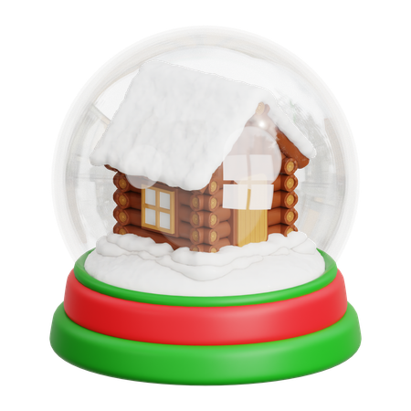 Casa de nieve en globo de nieve  3D Icon