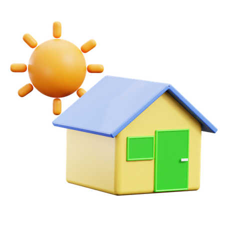 Casa de paneles solares  3D Icon