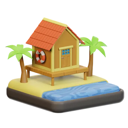 Casa de praia  3D Icon