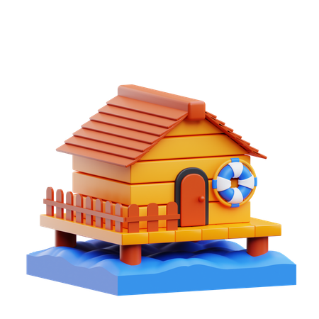 Casa de praia  3D Icon