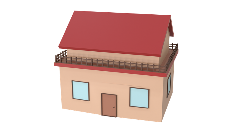 Casa com telhado grande e curvo  3D Icon