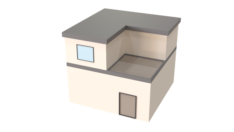 Casa com telhado plano  3D Icon