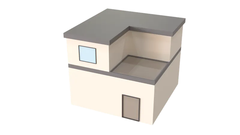 Casa com telhado plano  3D Icon
