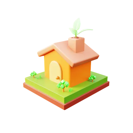 Casa ecológica  3D Illustration