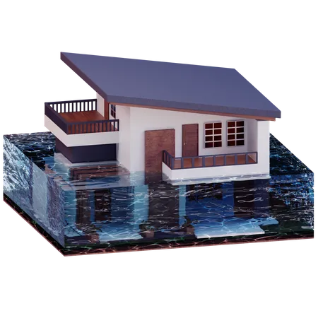 Casa en inundación  3D Icon