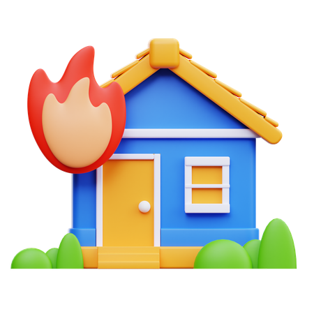 Casa en llamas  3D Icon