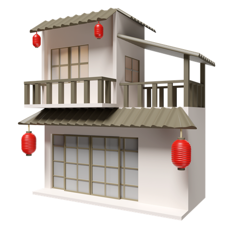 Casa individual de dois andares em estilo japonês  3D Icon