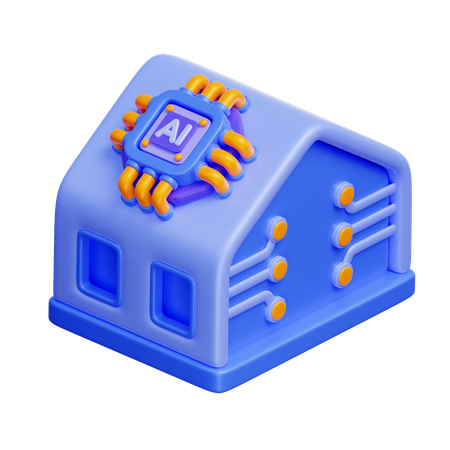 Casa inteligente com tecnologia de IA  3D Icon