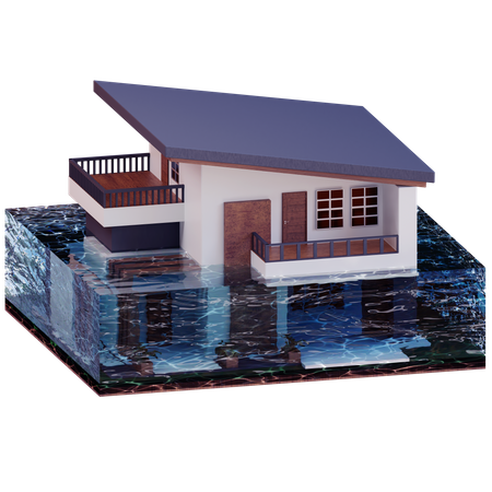 Casa na enchente  3D Icon