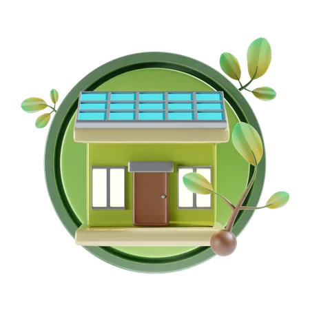 Casa solar  3D Icon