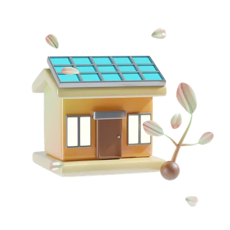 Casa solar  3D Icon