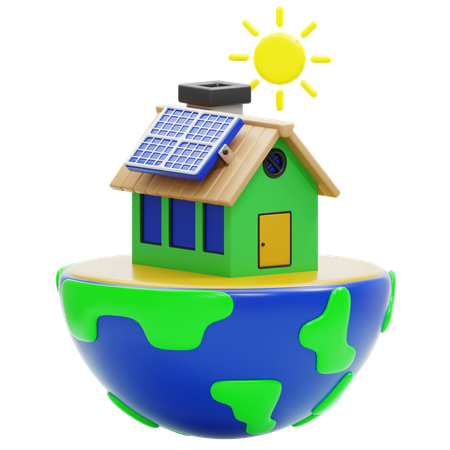 Casa solar  3D Icon