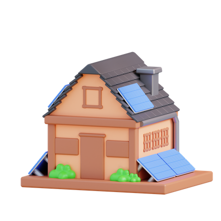 Casa solar  3D Icon