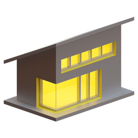Casa con techo inclinado  3D Illustration