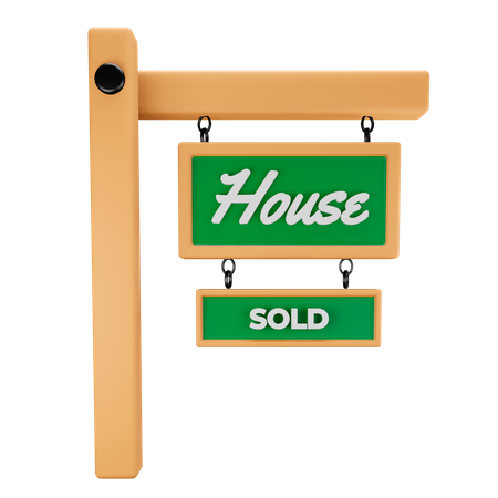 Casa vendeu banner de madeira  3D Illustration