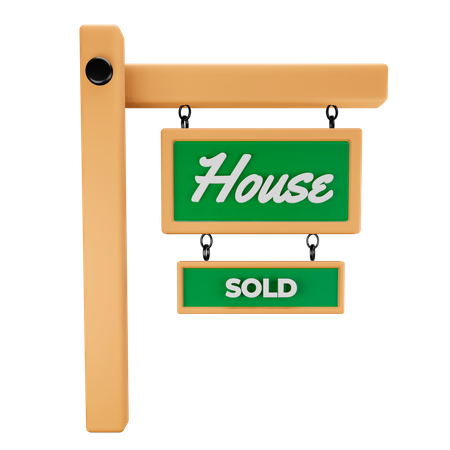 Casa vendida pancarta de madera  3D Illustration
