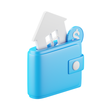 Casa y billetera  3D Icon