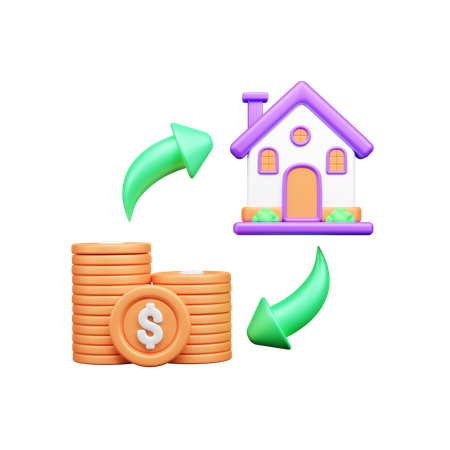 Casa y dinero  3D Icon