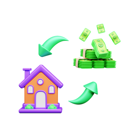 Casa y dinero  3D Icon