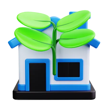 Casa, ecología, naturaleza, medio ambiente, hoja, energía, verde  3D Icon