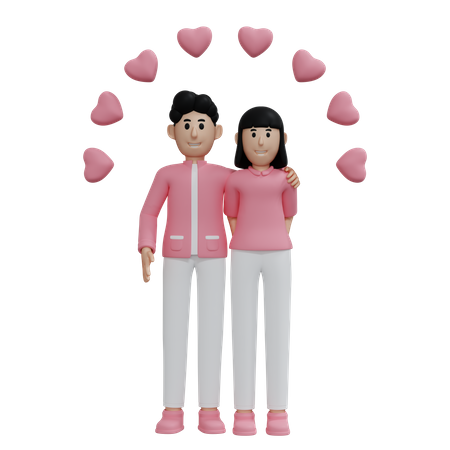 Lindo casal aproveitando o dia dos namorados juntos  3D Illustration