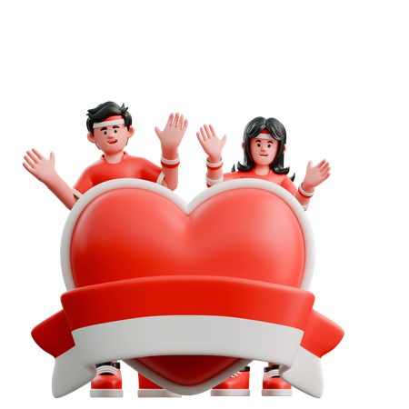 Casal ama a Indonésia  3D Icon