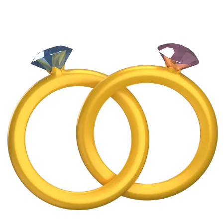 Casal de anel de ouro  3D Illustration