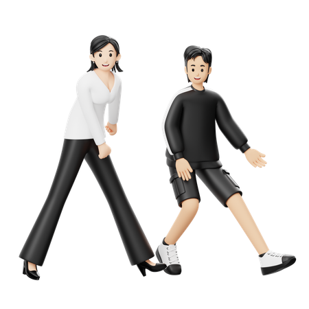 Casal curtindo passos de dança  3D Illustration