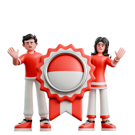 Casal carregando broches de estado  3D Icon