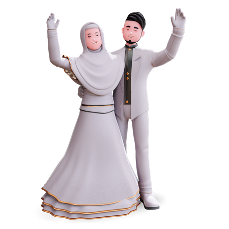 Casal de noivos dançando  3D Illustration