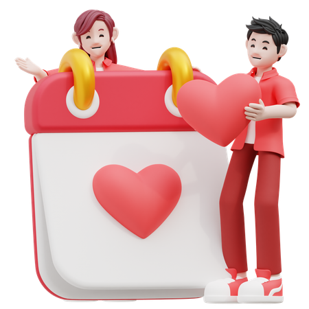 Casal comemorando o dia dos namorados  3D Illustration